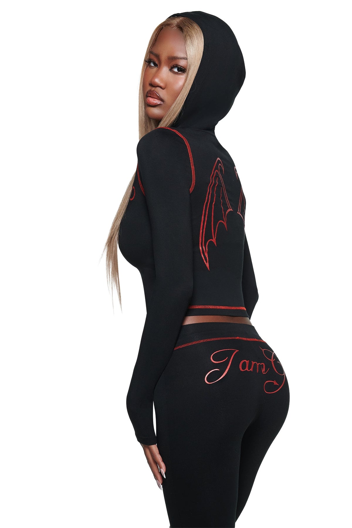 SWEAT À CAPUCHE BLARE AVEC BORDURE EN FOURRURE - NOIR