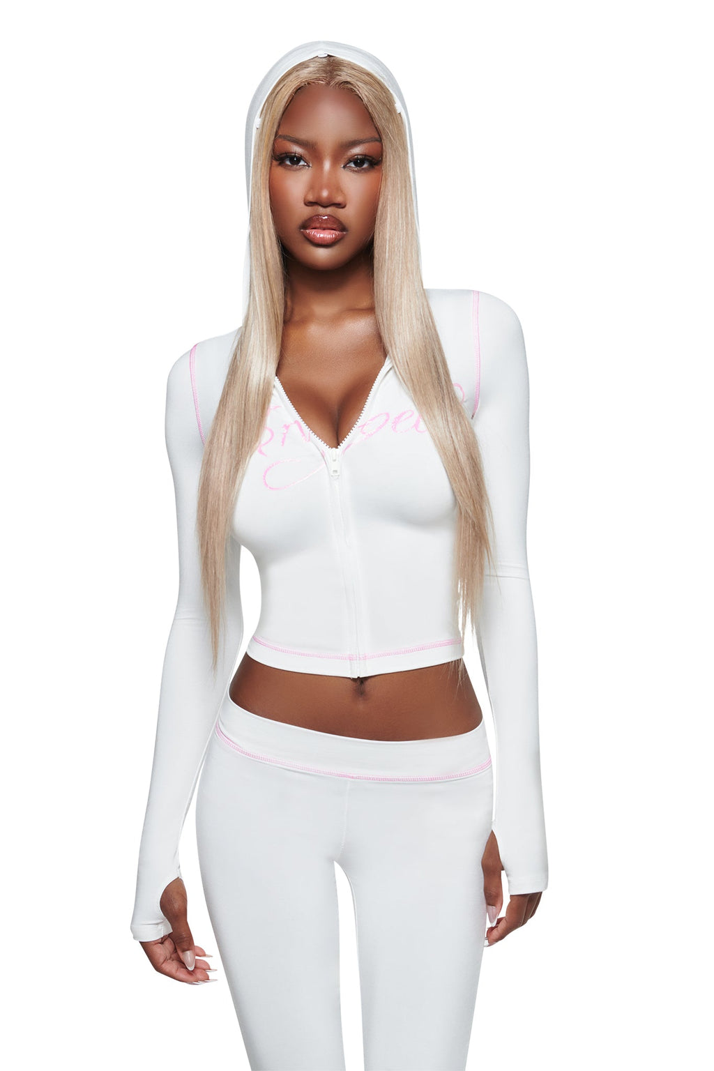 BLARE FUR TRIM HOODIE - WHITE