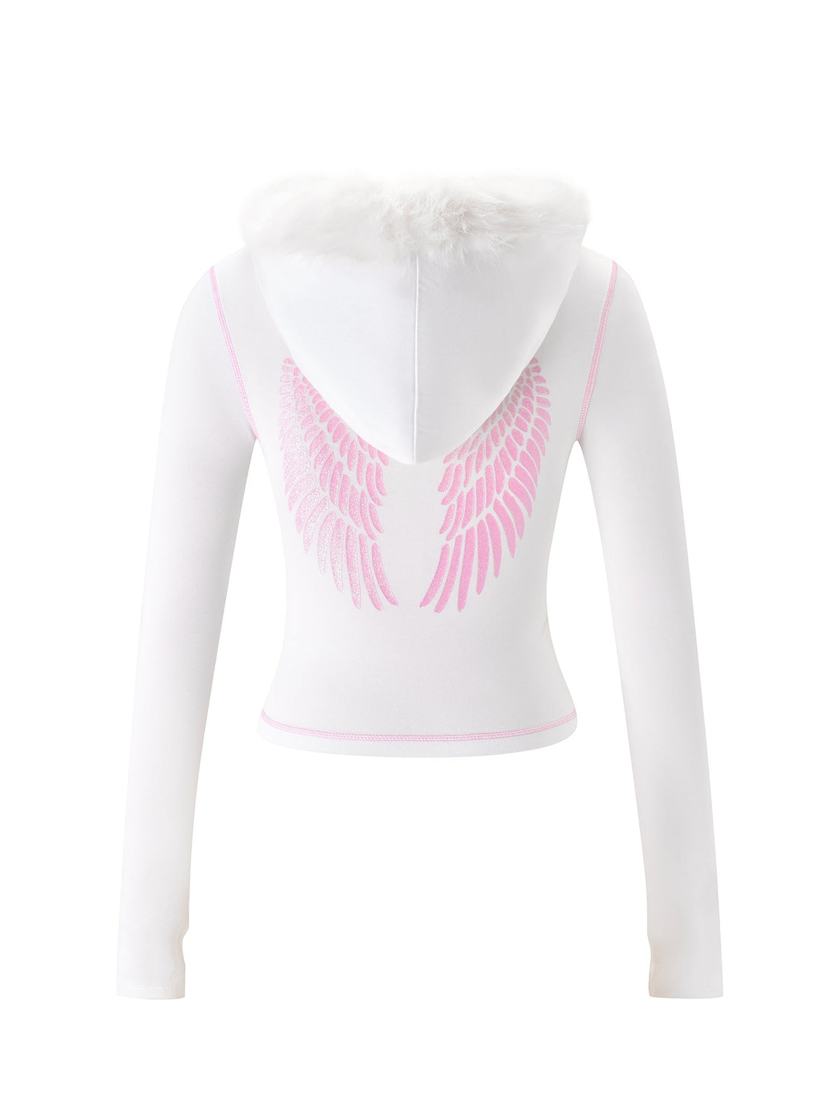 BLARE FUR TRIM HOODIE - WHITE