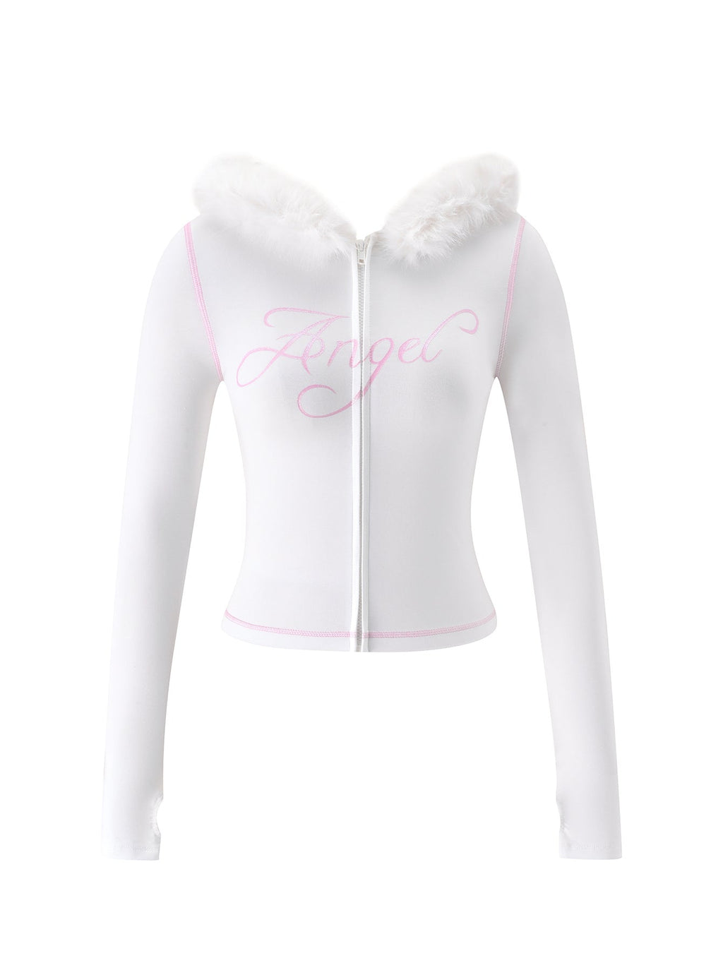 BLARE FUR TRIM HOODIE - WHITE