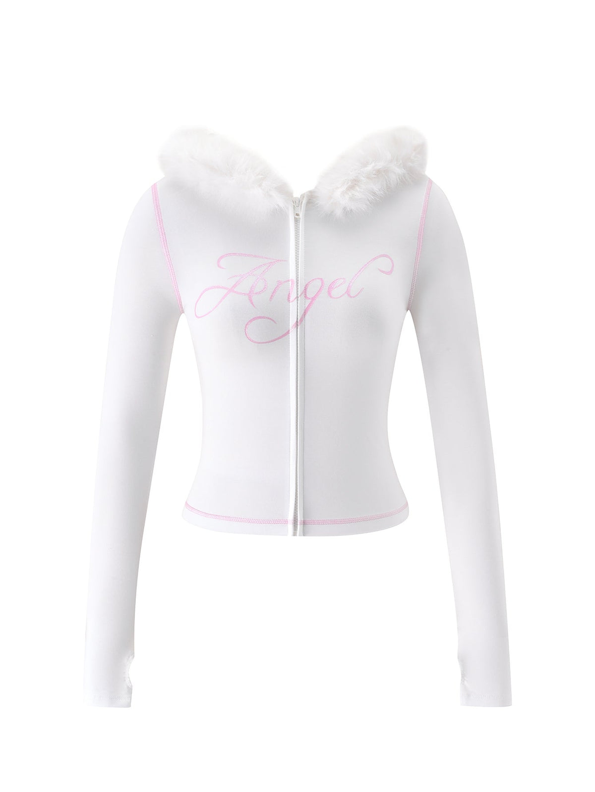 BLARE FUR TRIM HOODIE - WHITE