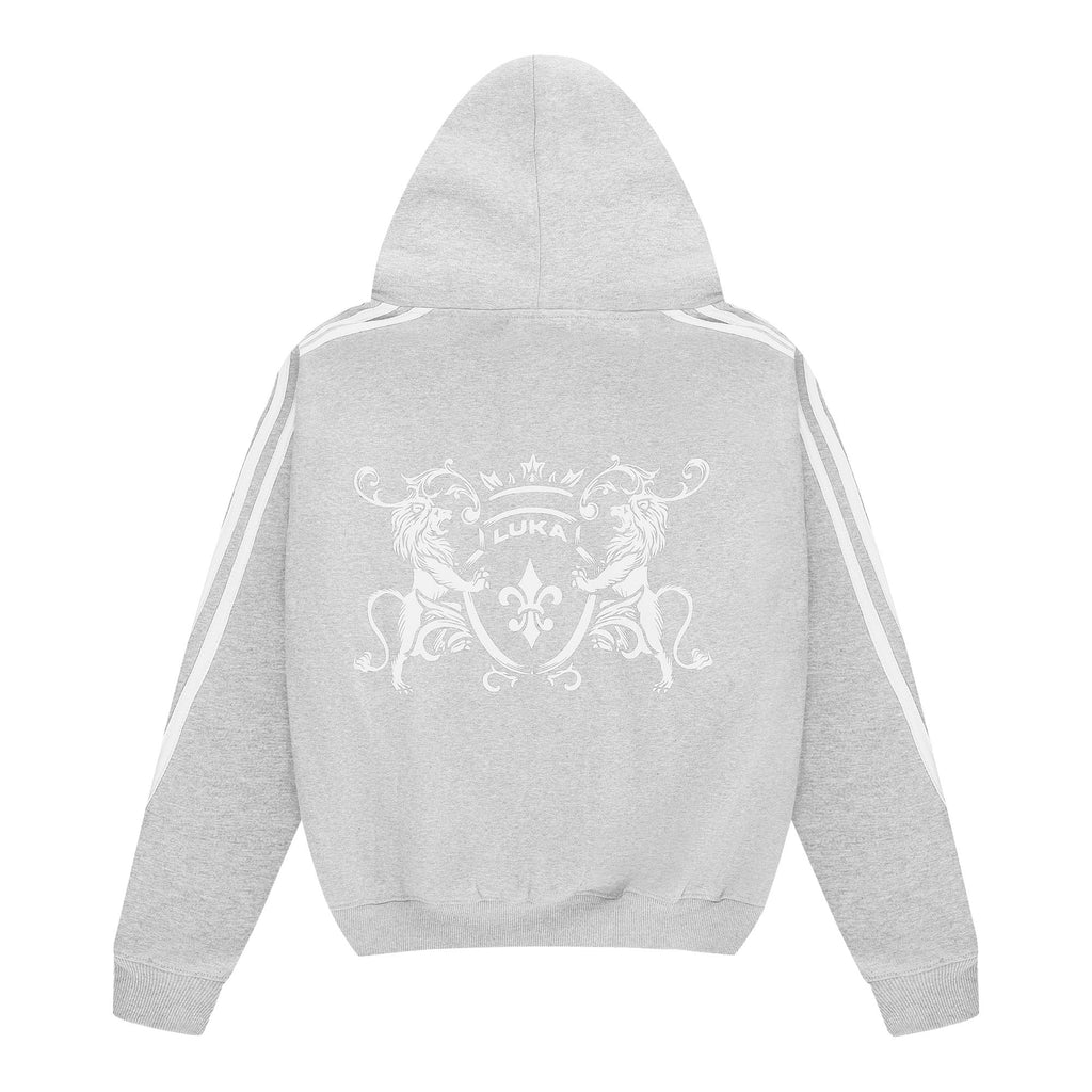 Sweat à capuche zippé rayé - Gris