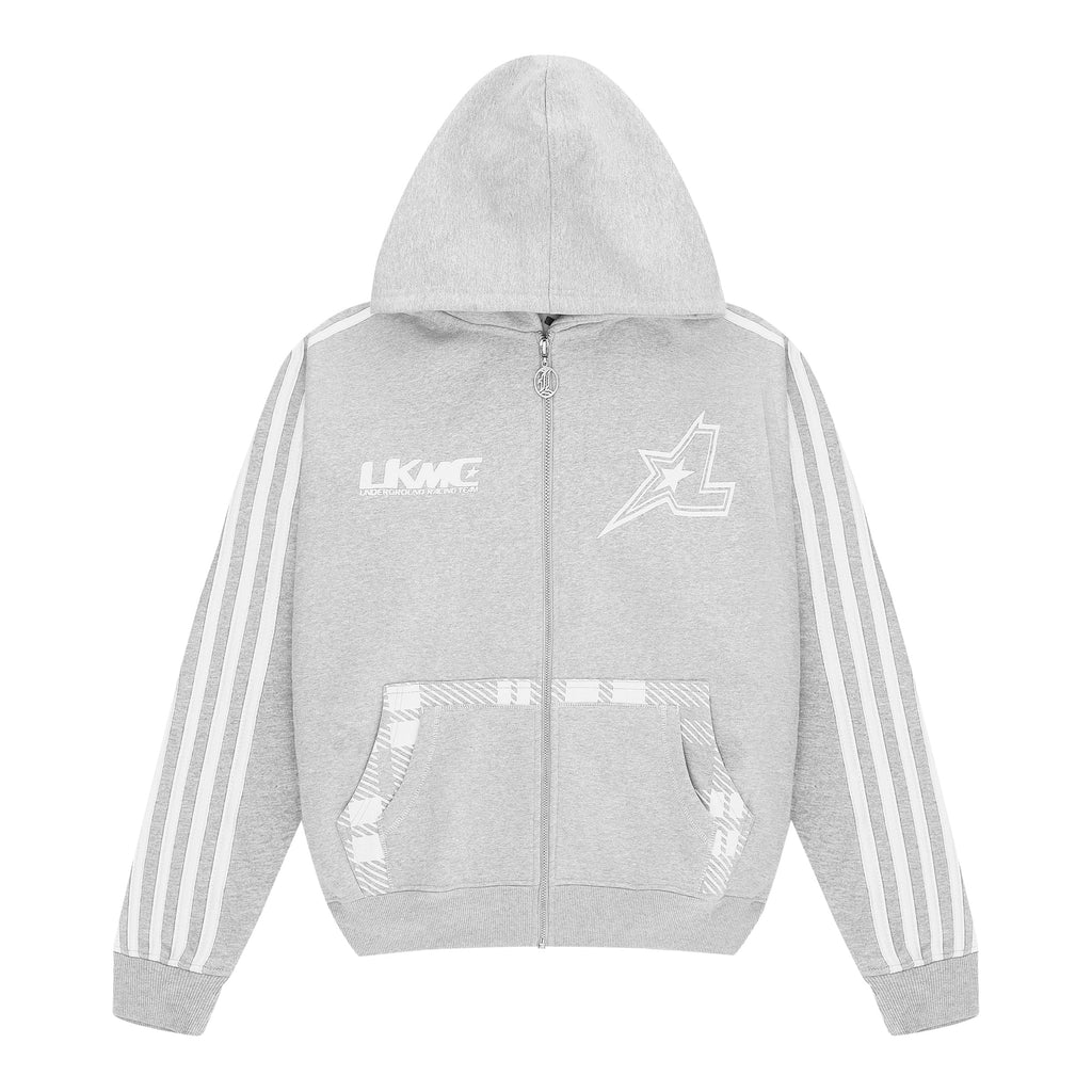 Sweat à capuche zippé rayé - Gris