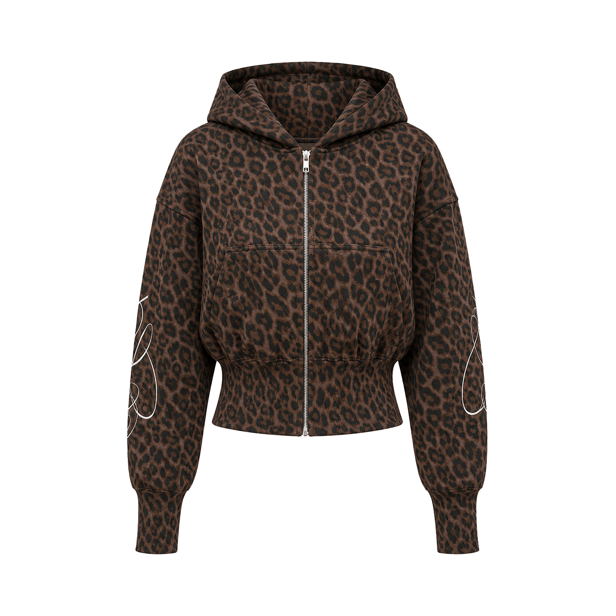 Felpe con cappuccio e zip con stampa leopardata graffiti