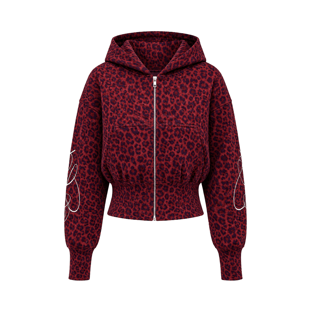 Graffiti Leopard Zip Hoodies