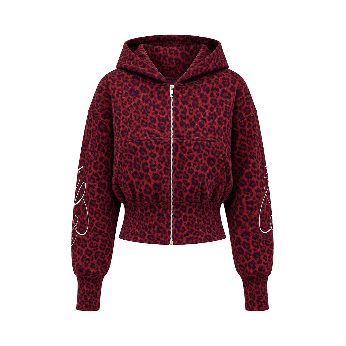 Felpe con cappuccio e zip con stampa leopardata graffiti