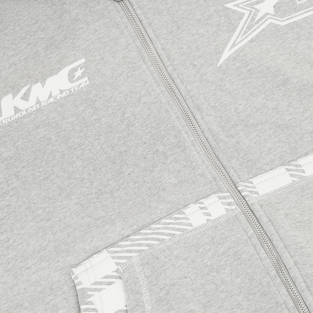 Sweat à capuche zippé rayé - Gris