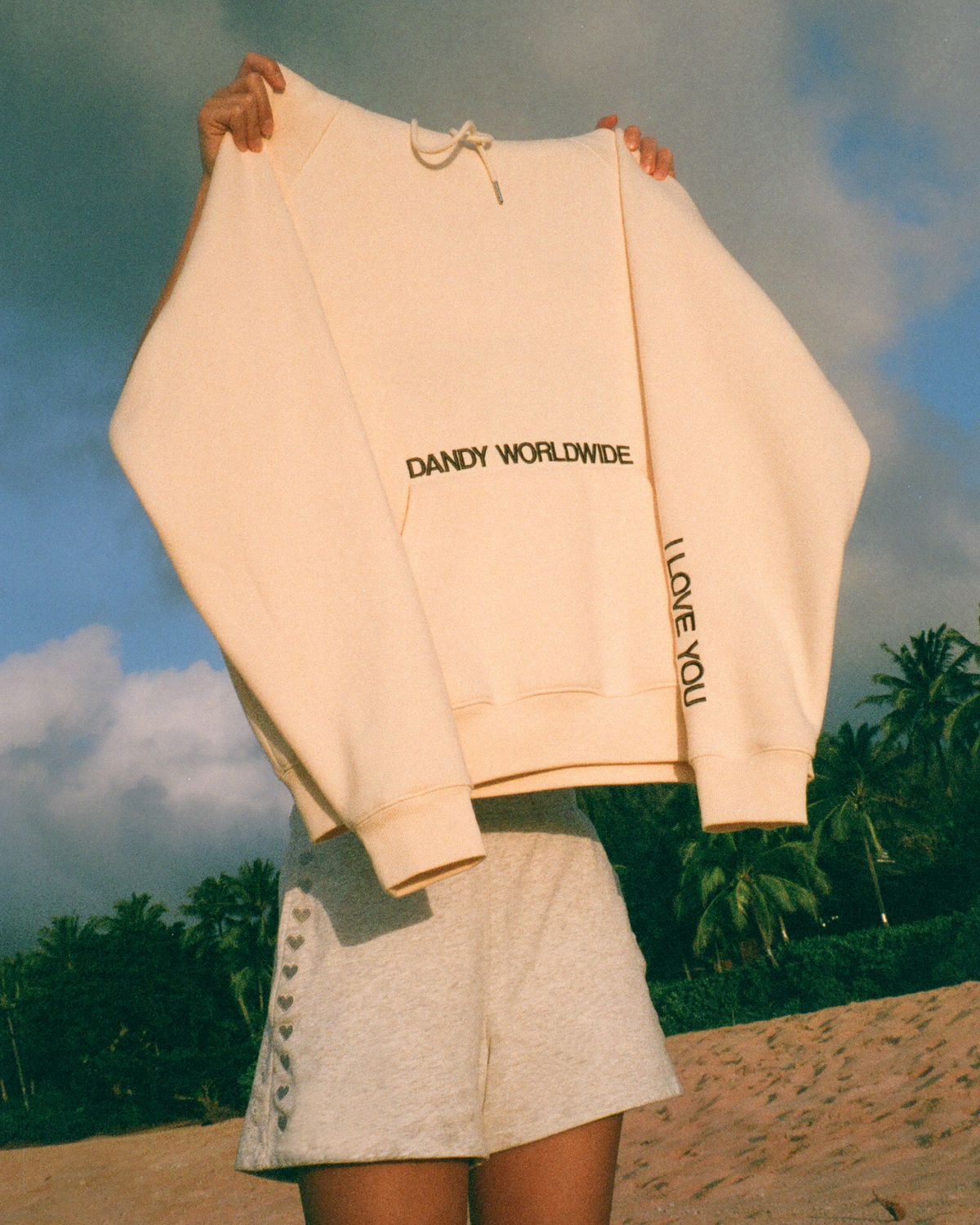 Felpa con cappuccio Oversized Lux "Words of Affirmation" color crema