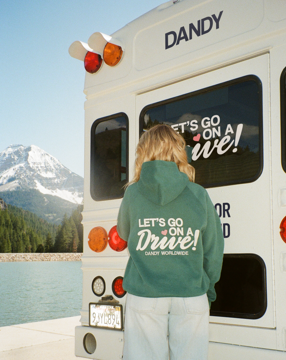 Oversize’owa luksusowa bluza z kapturem „Let's Go on a Drive” w kolorze zielonym
