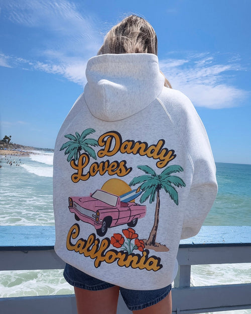 Sweat à capuche oversize « California » en gris chiné
