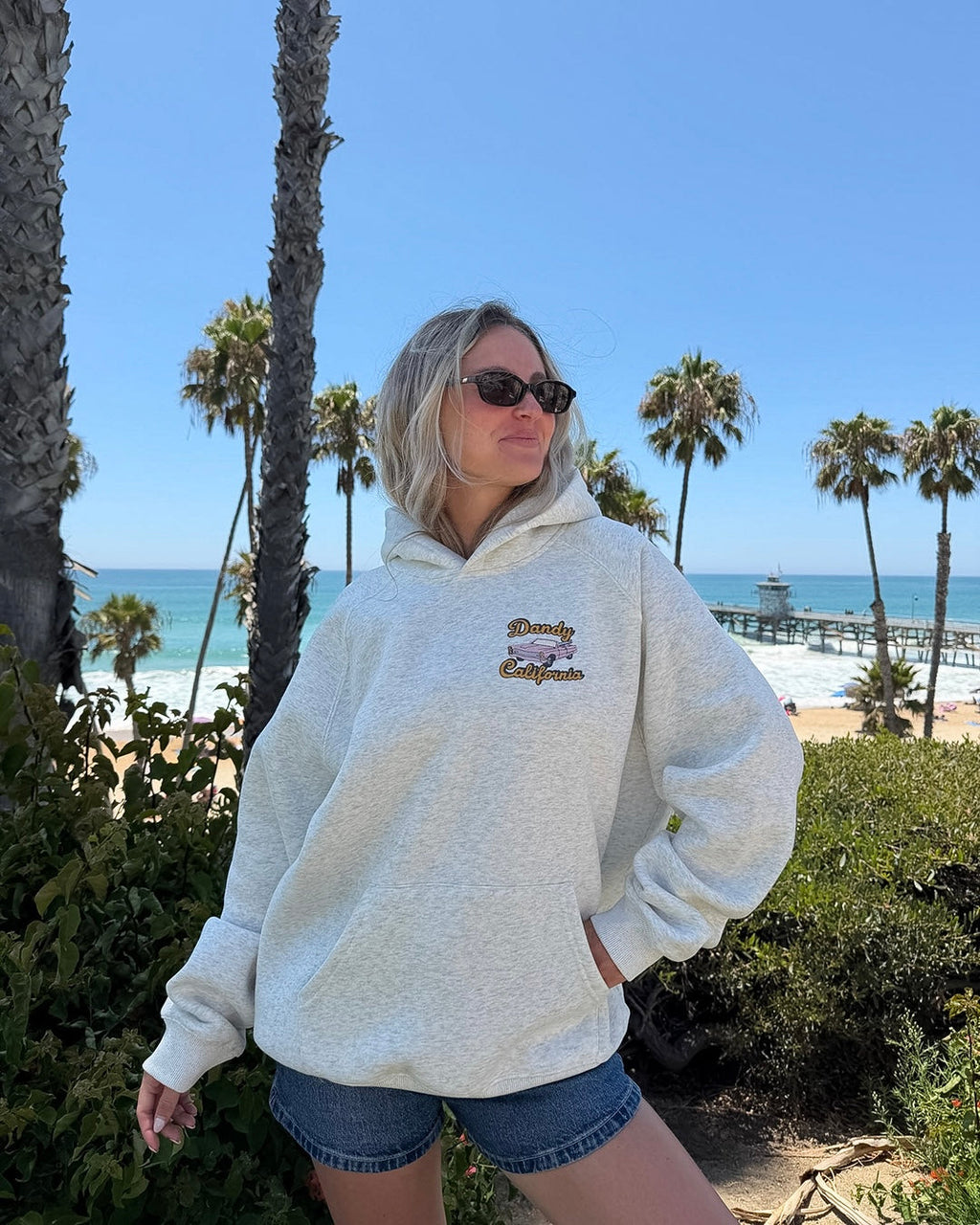 "California" oversized luxe hoodie in gemêleerd grijs