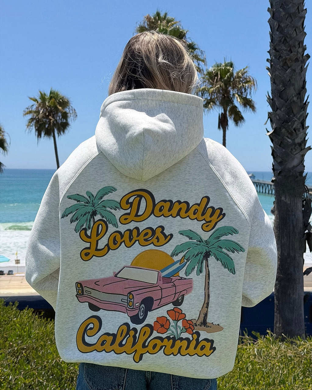 "California" oversized luxe hoodie in gemêleerd grijs