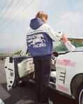 Sweat à capuche oversize Lux « Racing Heart » en bleu