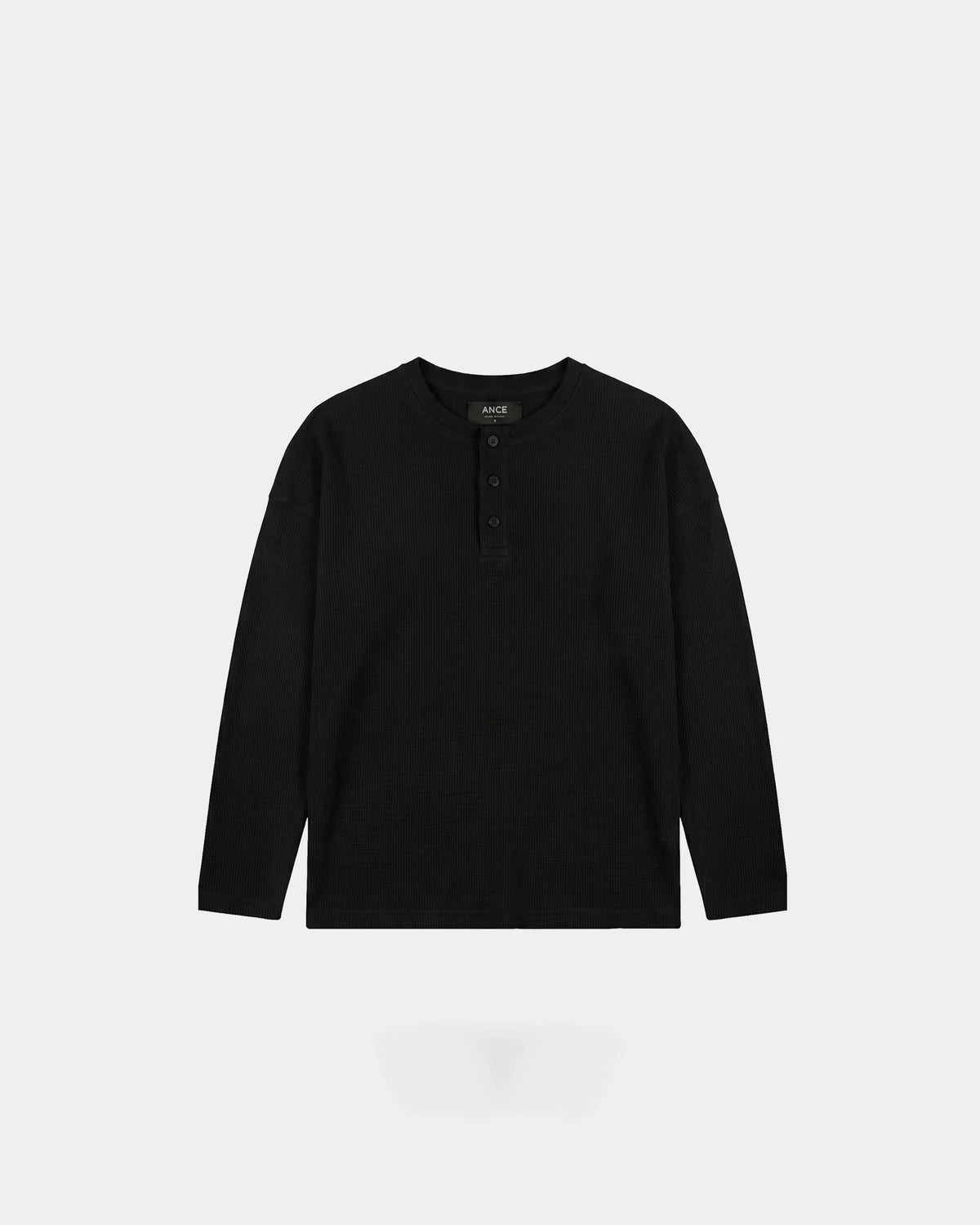 Waffle Black Henley Longsleeve