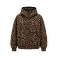 Sweat à capuche en polaire à col montant motif léopard