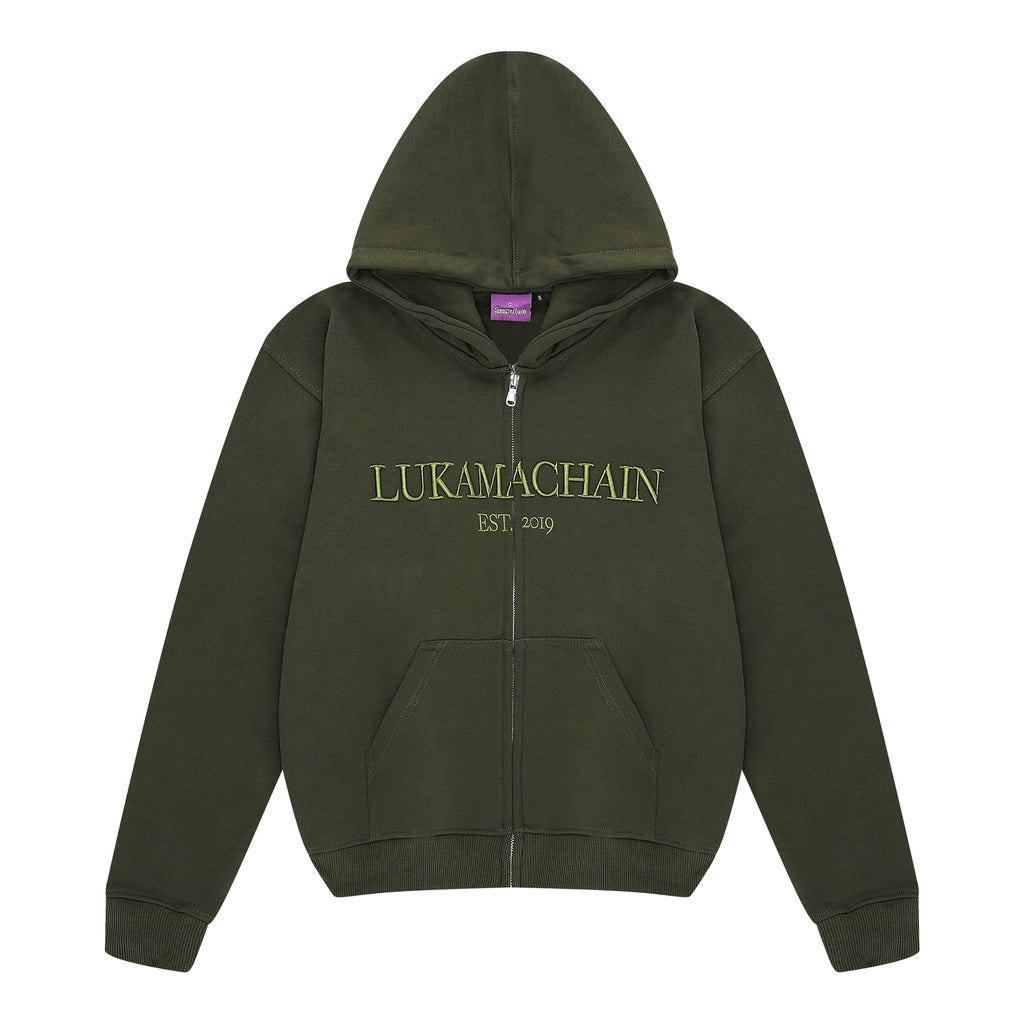 Sweat à capuche zippé Essential vert kaki