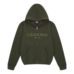 Essential Kapuzenjacke mit Reißverschluss Armeegrün