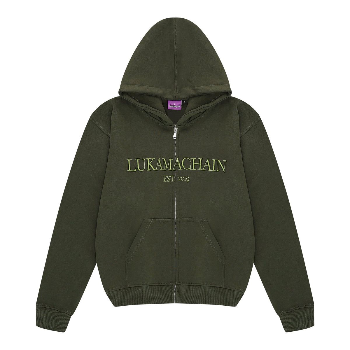 Essential hoodie met rits Legergroen