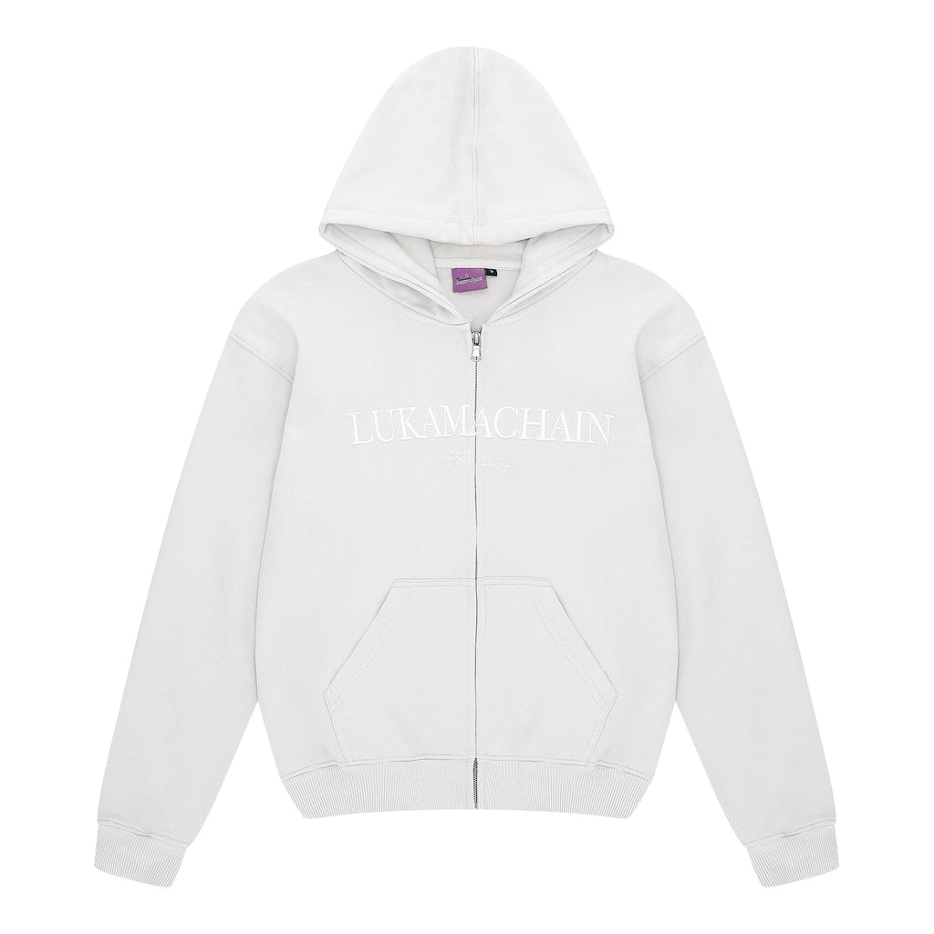 Essential Zip Up Hoodie Light Gray