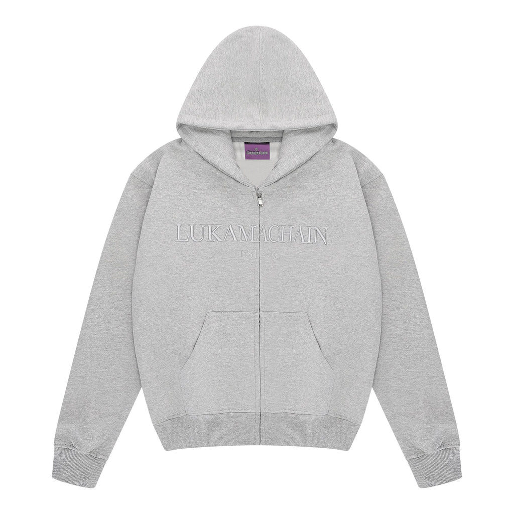 Podstawowa bluza z kapturem zapinana na zamek Heather Gray