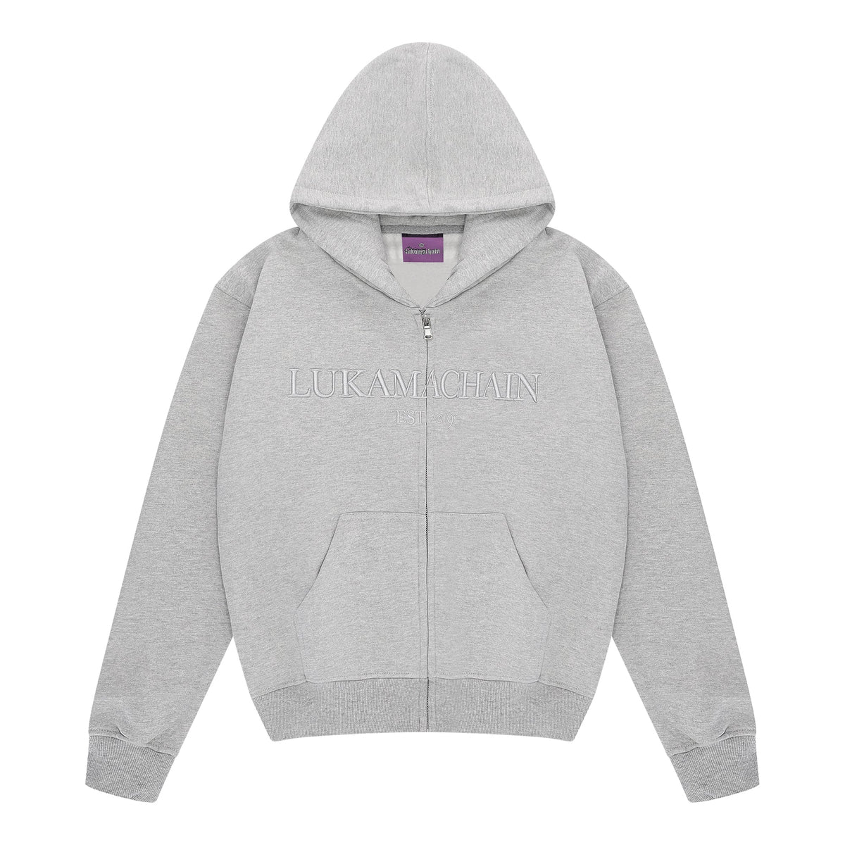 Essential hoodie met rits Gemêleerd grijs