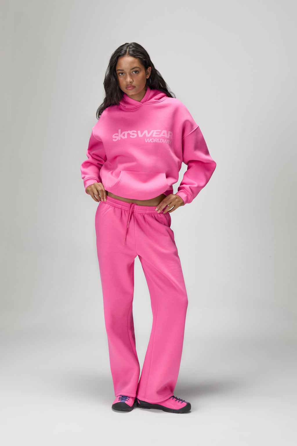 Classic Wide Leg Sweatpants in Hottest Pink