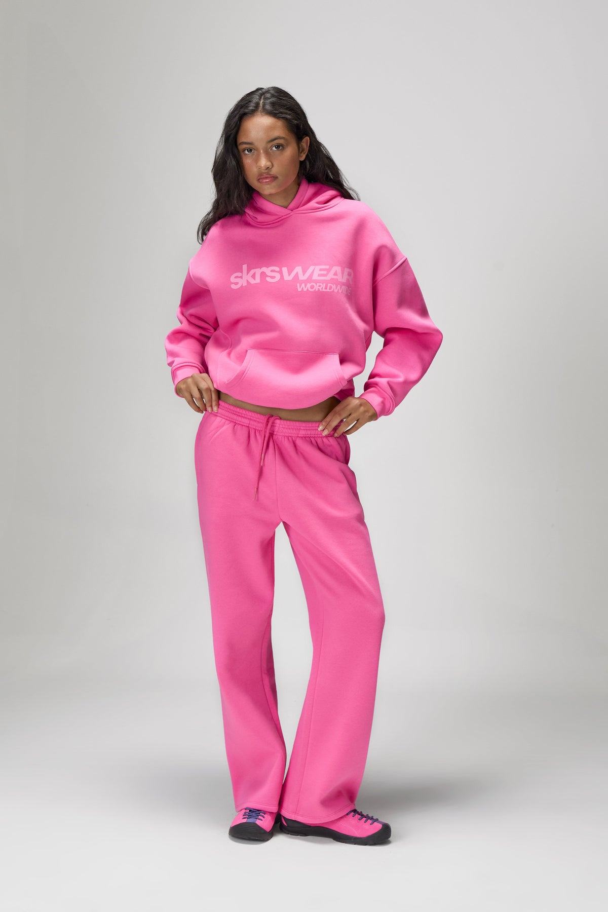 Classic Wide Leg Sweatpants in Hottest Pink