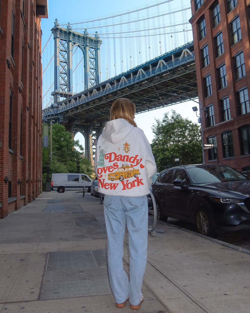 "New York" oversized luxe hoodie in gemêleerd grijs