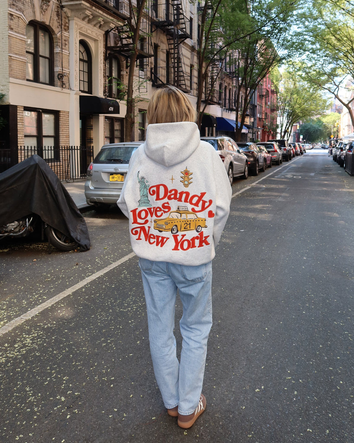 "New York" oversized luxe hoodie in gemêleerd grijs