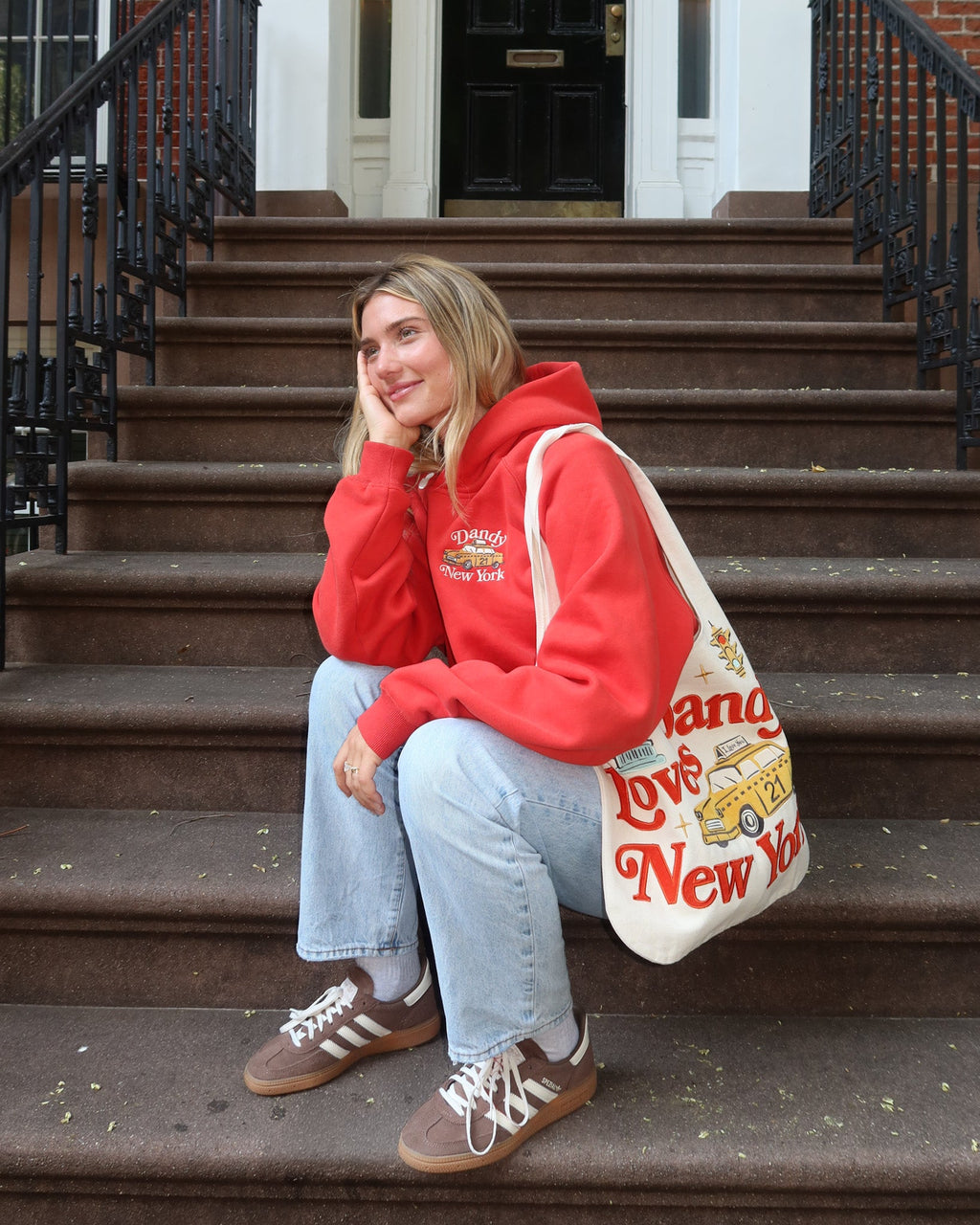"New York" Oversized Lux Hoodie in Rot
