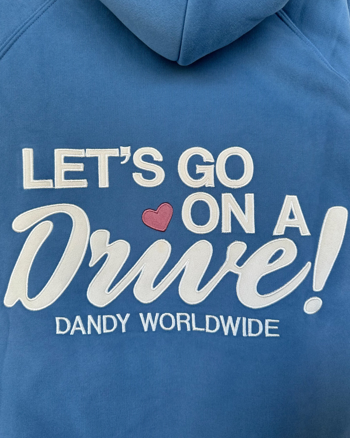 "Let's Go on a Drive" oversize’owa bluza z kapturem Lux w kolorze niebieskim