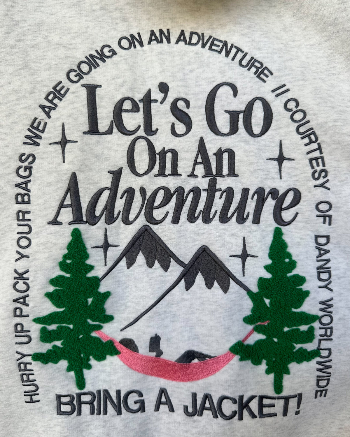 "Let's Go On An Adventure" oversize’owa bluza z kapturem Lux w kolorze melanżowej szarości