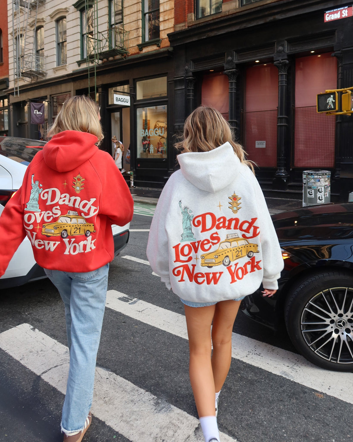 "New York" oversized luxe hoodie in gemêleerd grijs