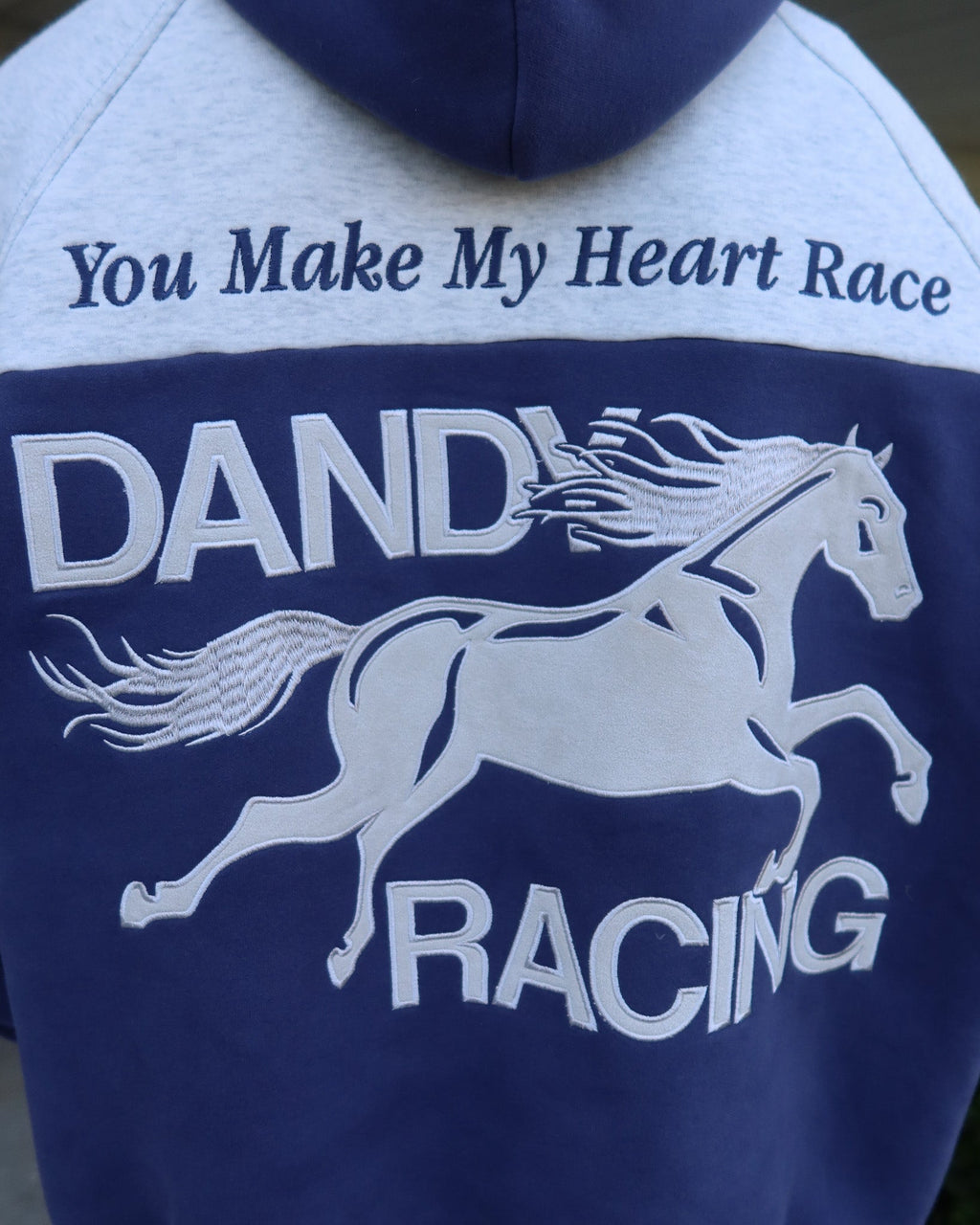 Sweat à capuche oversize Lux « Racing Heart » en bleu