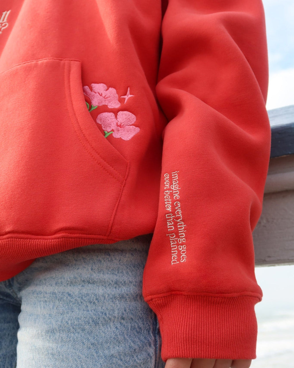 "What If" Oversized Lux Hoodie in Red