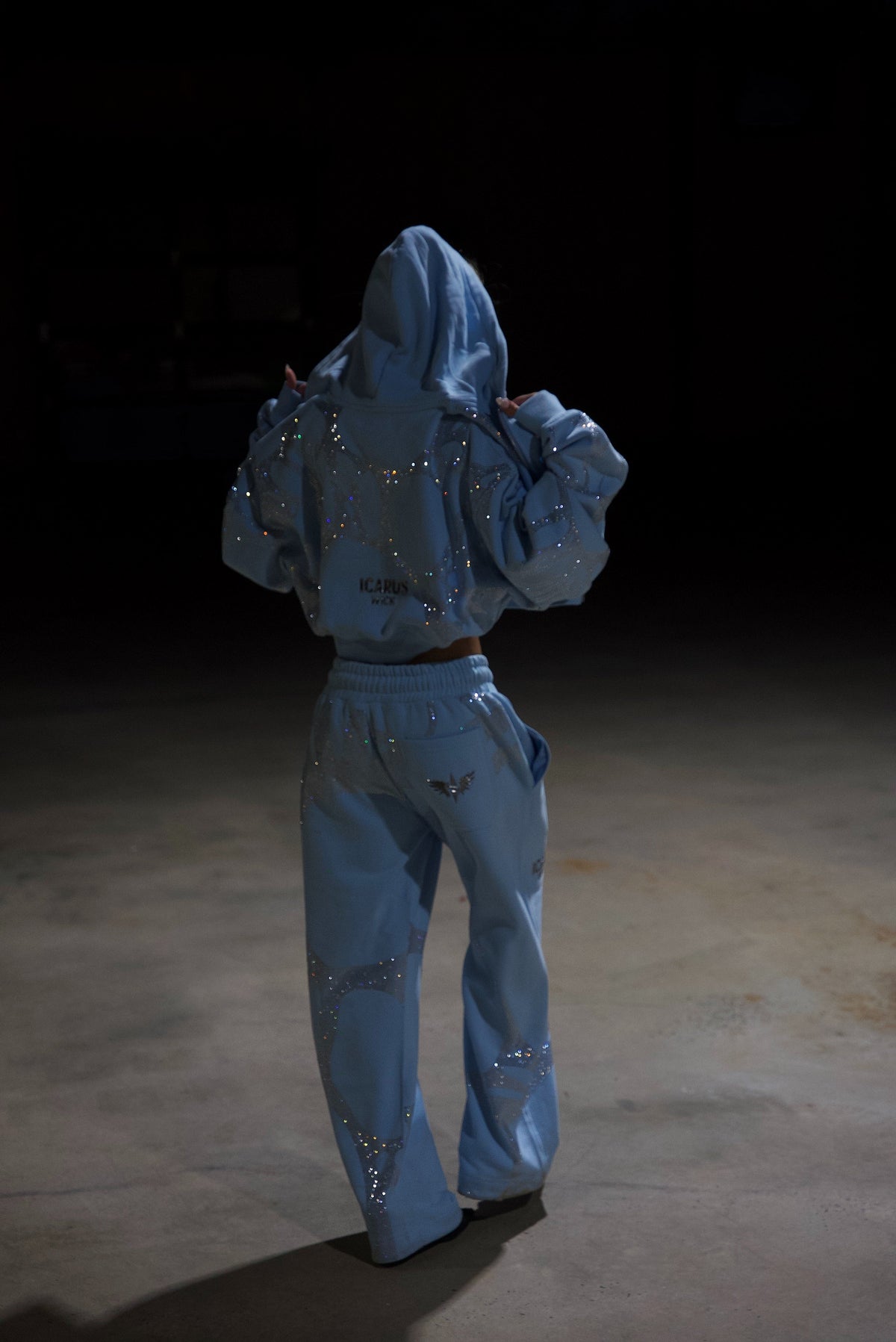 Ascent Blue Rhinestone Cropped Hoodie