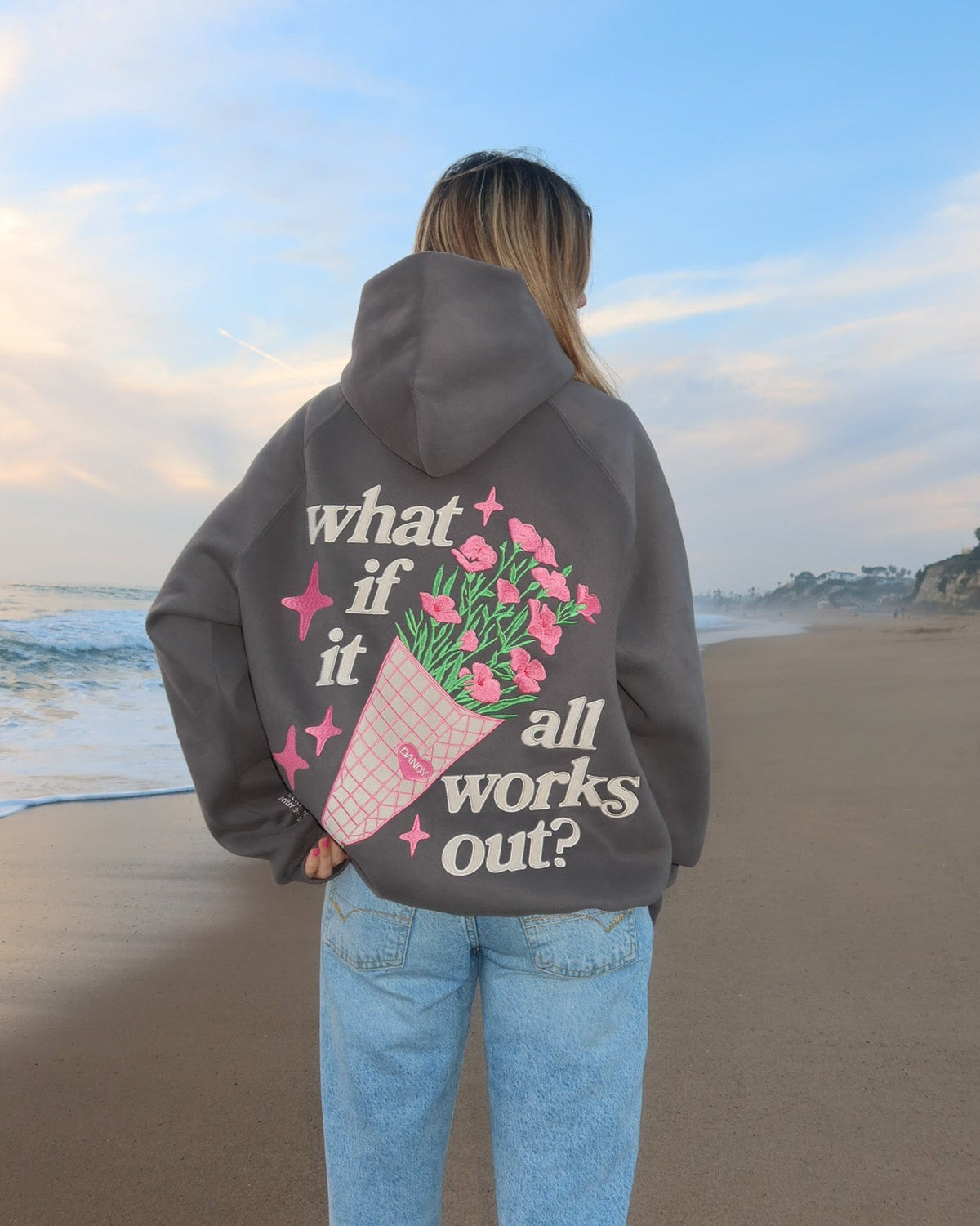 "What If" felpa con cappuccio Lux oversize in grigio scuro