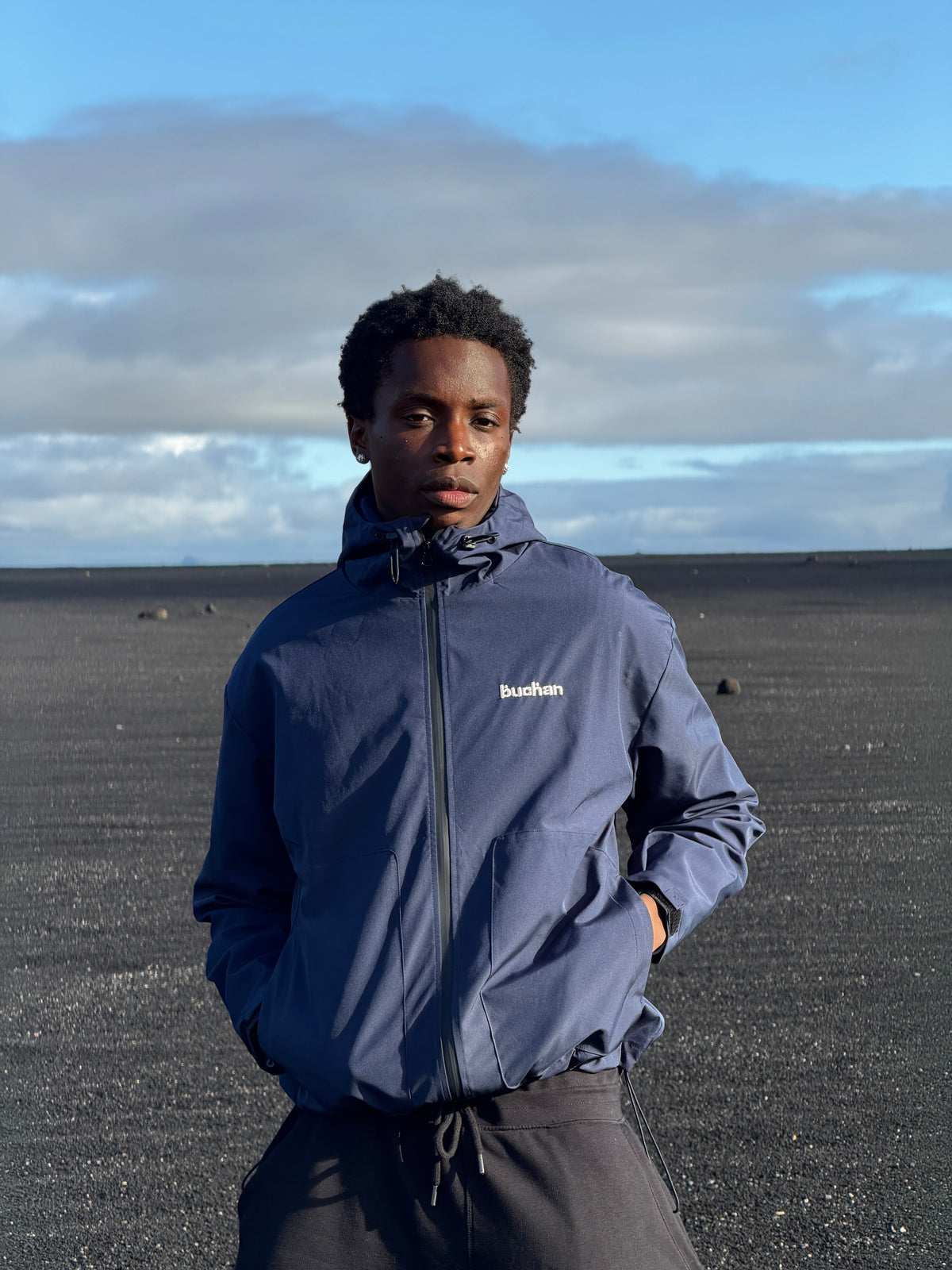 Water Reactive Cheetah Rain Jacket - Navy