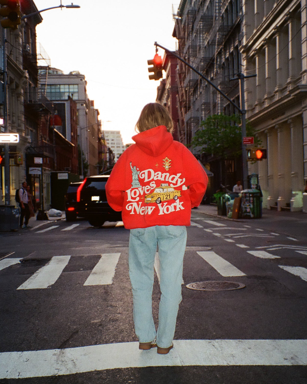 "New York" Oversized Lux Hoodie in Rot