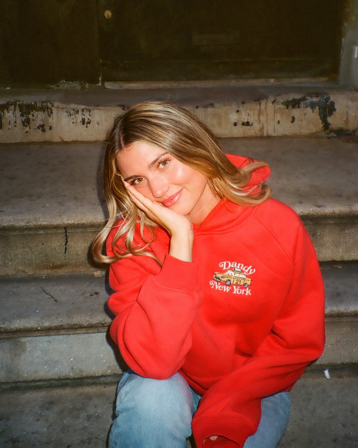 Felpa con cappuccio oversize di lusso "New York" in rosso