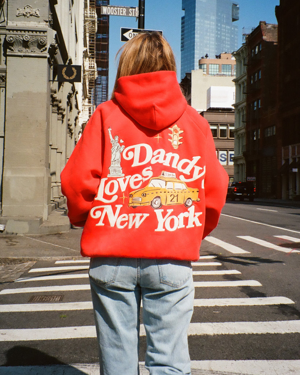 "New York" Oversized Lux Hoodie in Rot