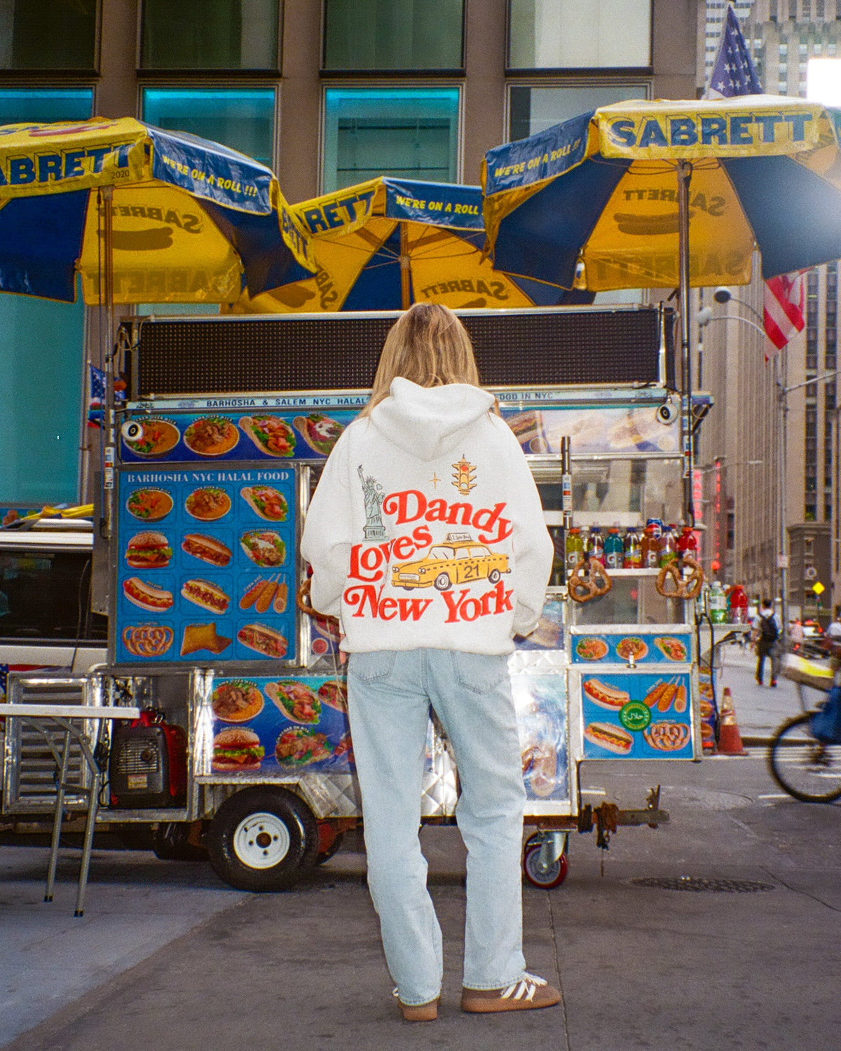"New York" oversized luxe hoodie in gemêleerd grijs
