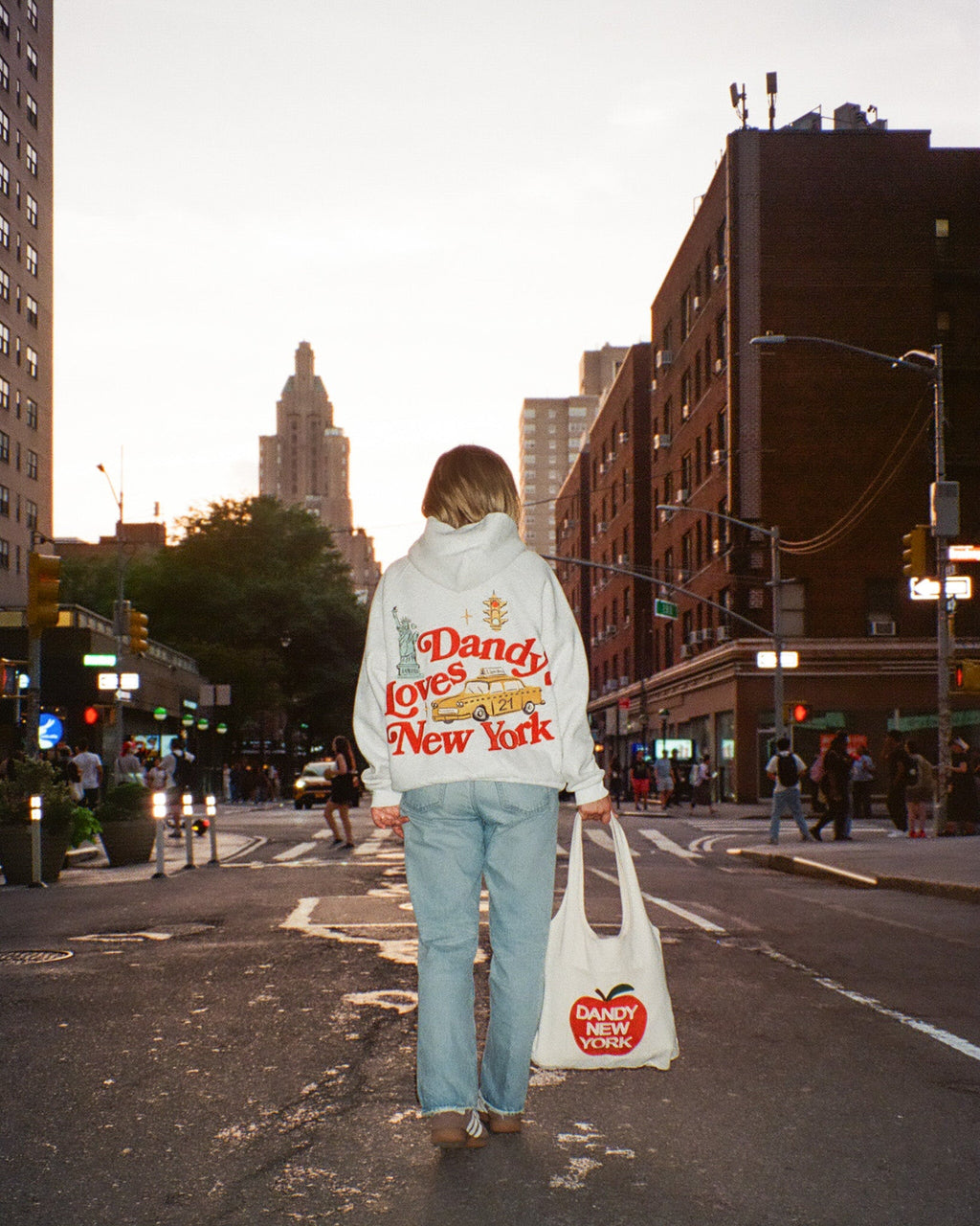 "New York" oversized luxe hoodie in gemêleerd grijs