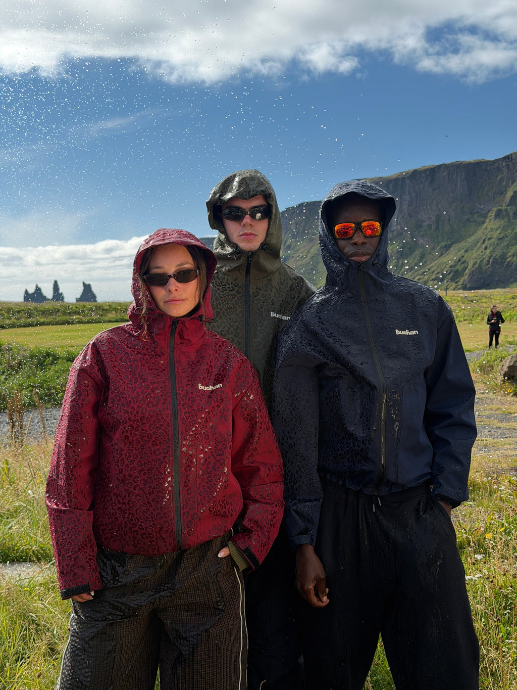 Water Reactive Cheetah Rain Jacket - Burgundy