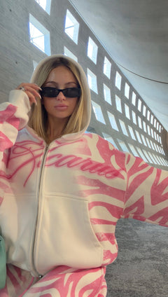 Sudadera Pink Zebra Blanket con cremallera
