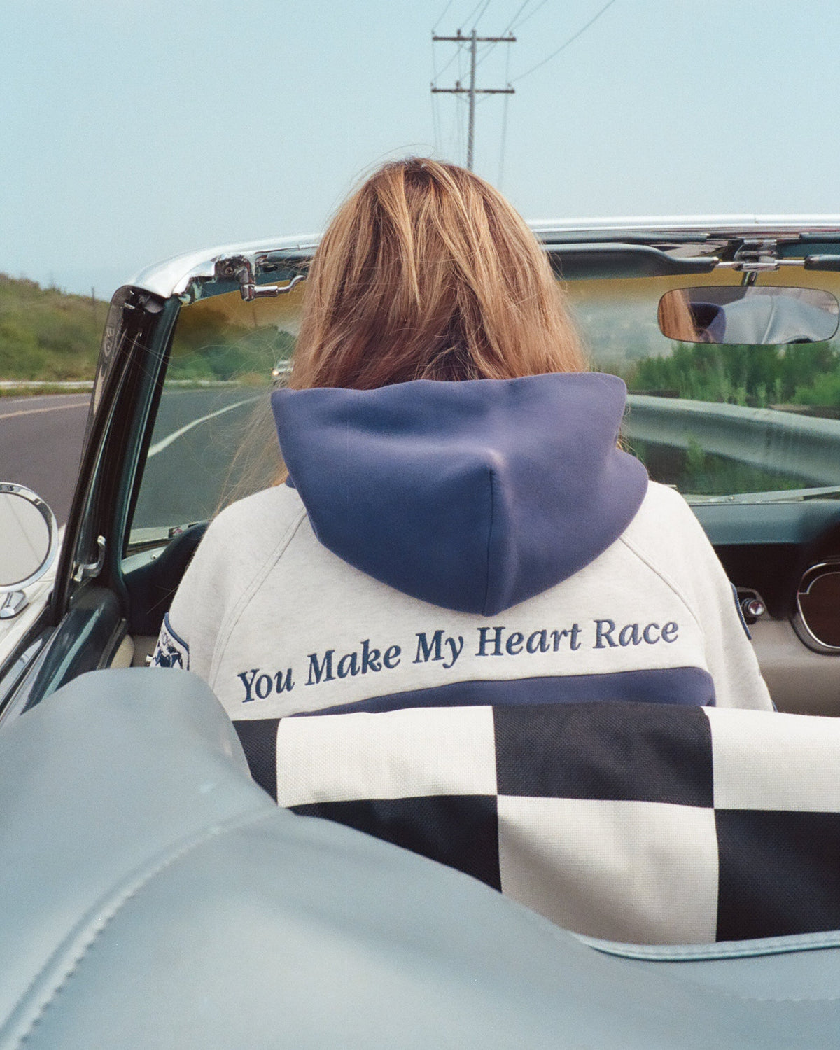 Sweat à capuche oversize Lux « Racing Heart » en bleu