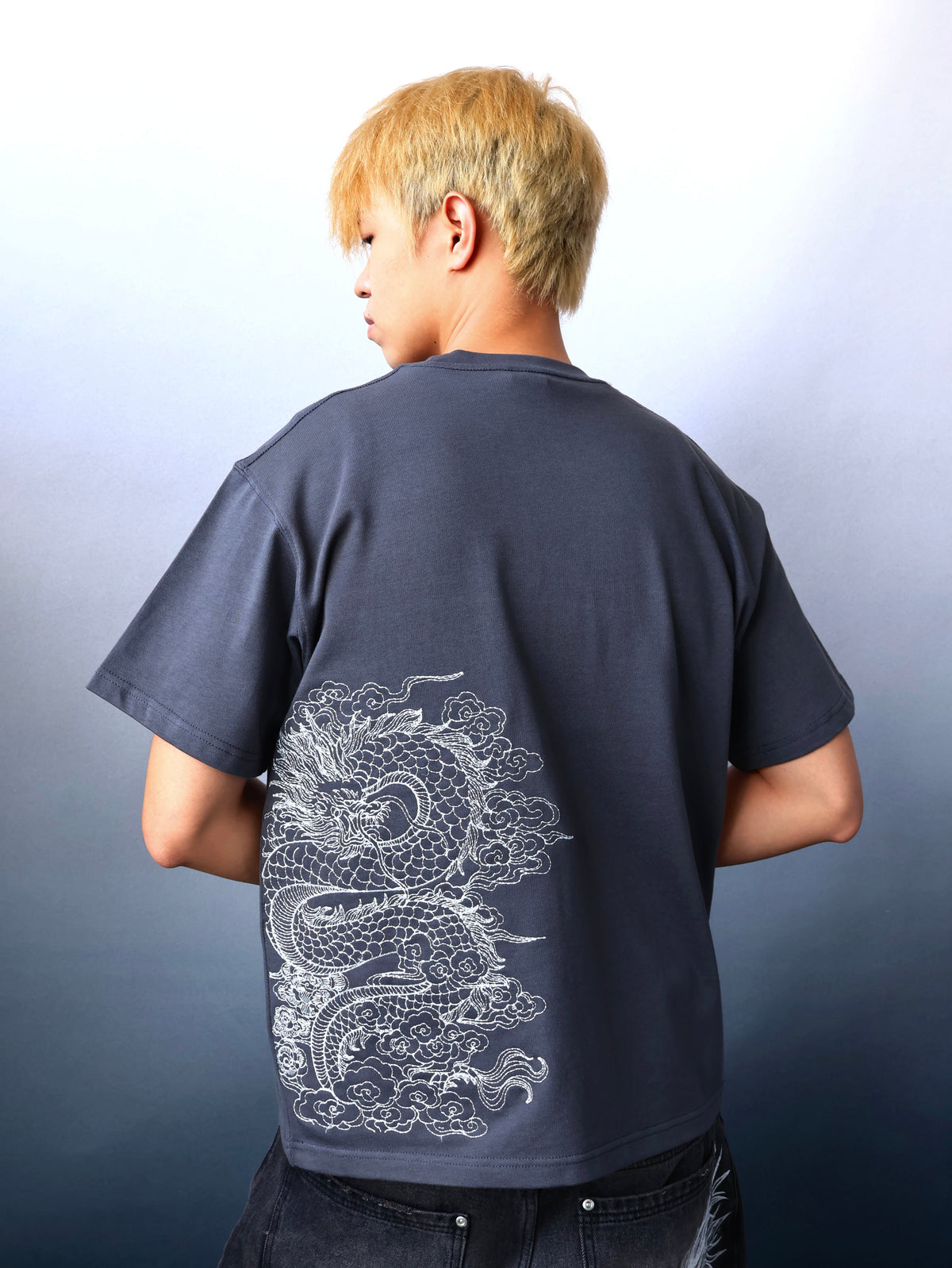 “Afterglow” Dragon Tee - Charcoal
