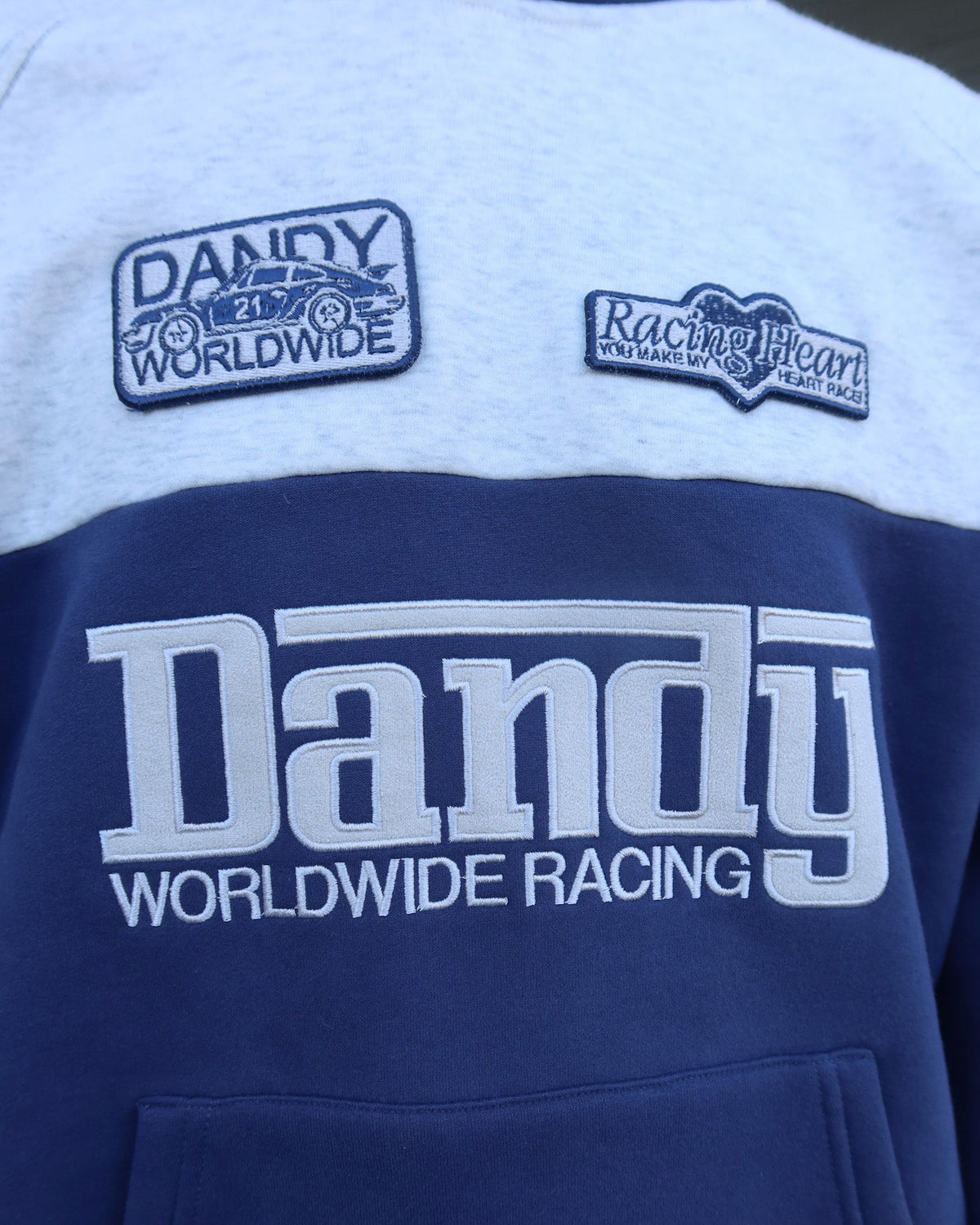 Sweat à capuche oversize Lux « Racing Heart » en bleu
