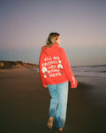 „All my Friends“ Oversized Lux Hoodie in Rot