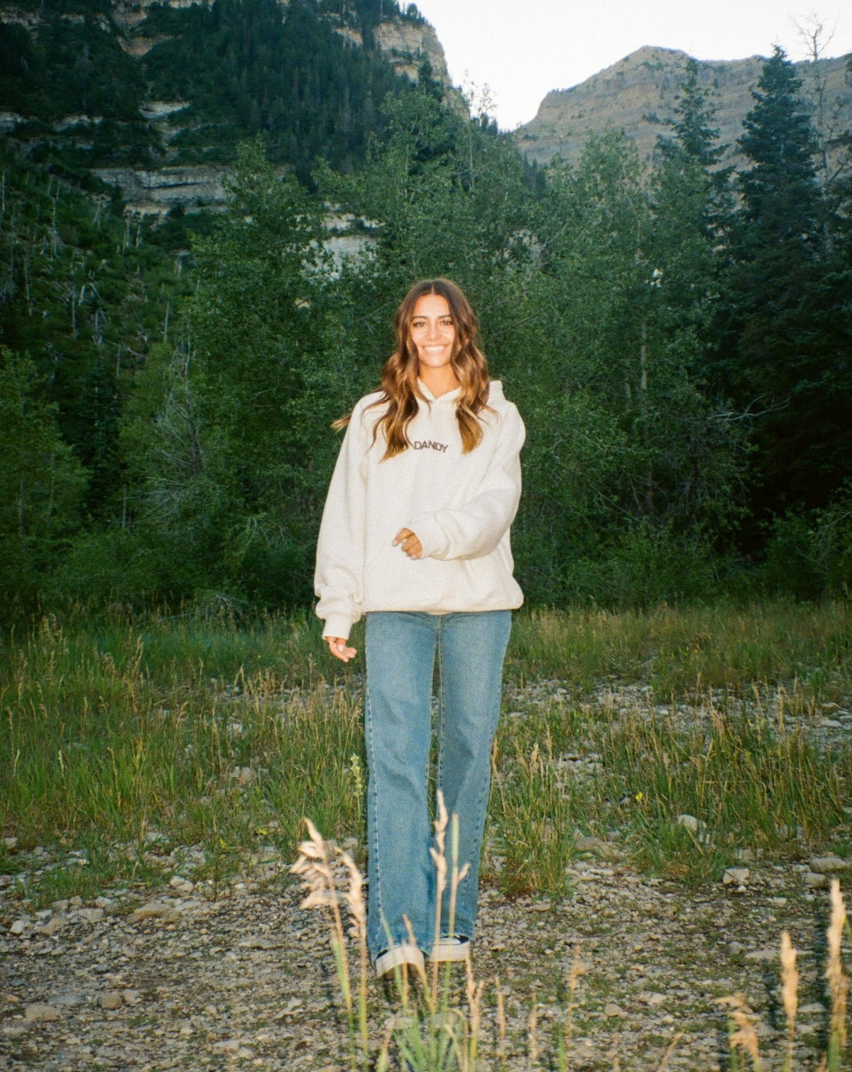 Sweat à capuche oversize « Let's Go On An Adventure » en gris chiné